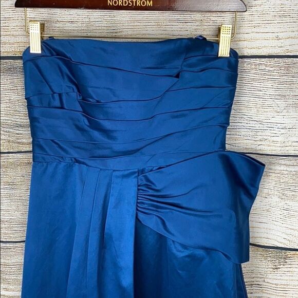 NWT BCBGMaxAzria Blue Strapless Gown Prom Dress Side Bow size 2 - Picture 4 of 10